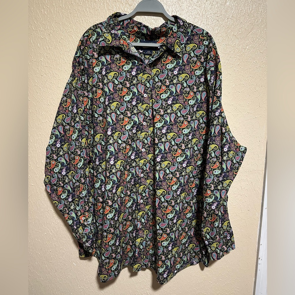 Cremieux Button Down Shirt Long Sleeve Size 4XB All Over Print Paisley